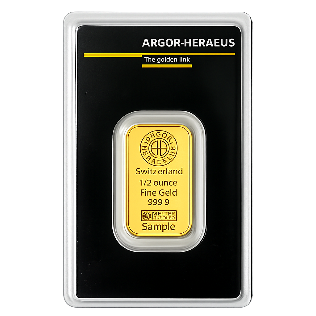 1/2 oz Argor-Heraeus Gold Bar (.9999 Fine) - Buy Online at MintBuilder