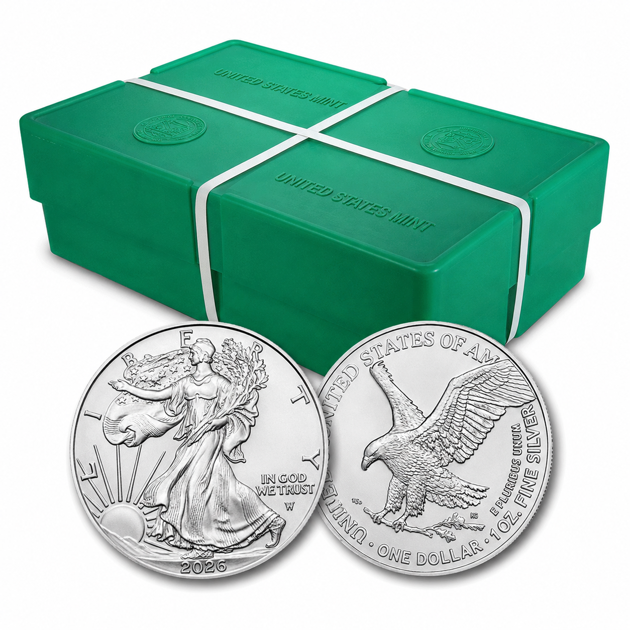 Monster Box of 500 - 2026 1 oz Silver American Eagle $1 Coin BU - Buy Online at MintBuilder
