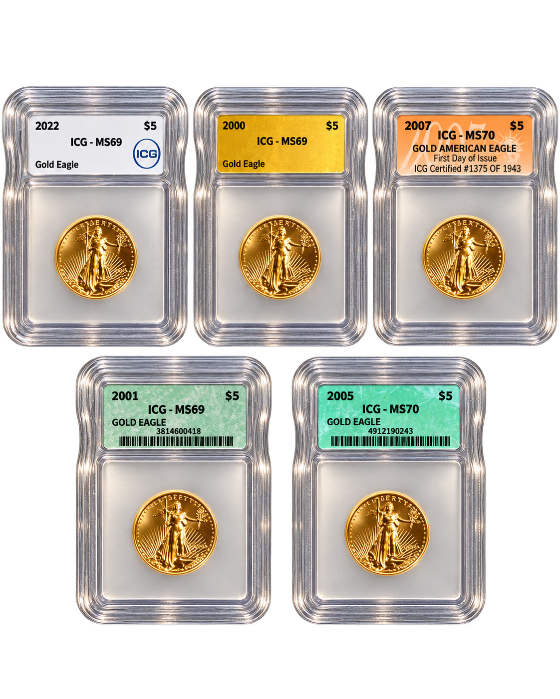 1/10 oz American Gold Eagle MS-70 ICG (Random Year)