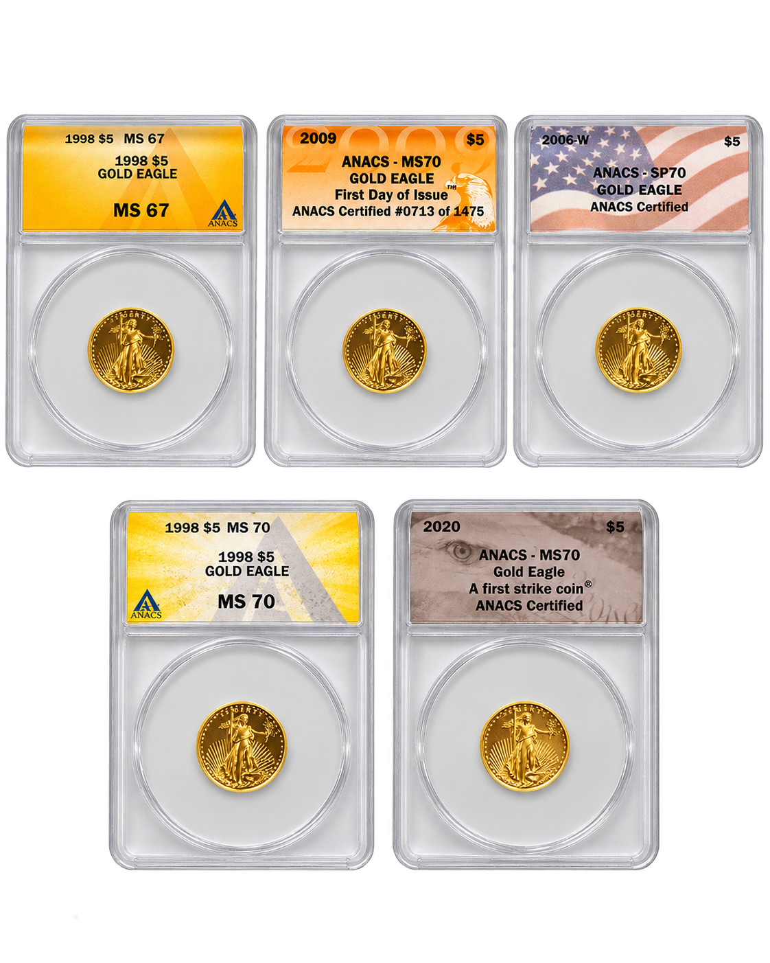 1/10 oz American Gold Eagle ANACS Graded (Random Year)
