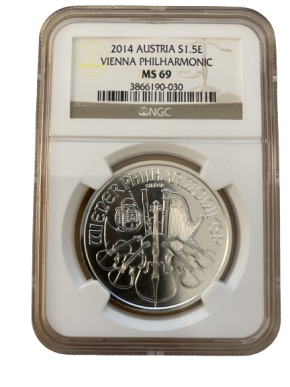 2014 Austria Philharmonic 1 oz Silver Coin &ndash; NGC MS69