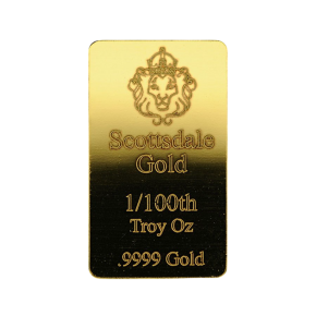 1/100 oz Scottsdale Mint Gold Bar (.9999 Fine)