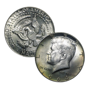 $1 Face Value 90% Silver 1964 Kennedy Half Dollars – BU
