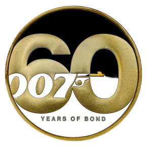 2022 TUV 2 oz Silver Gilded James Bond 007 – 60 Years of Bond (PF)
