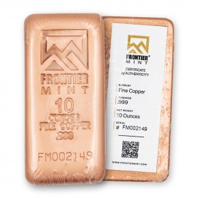 10 oz Frontier Mint Copper Bar &ndash; .999 Pure Copper Bullion