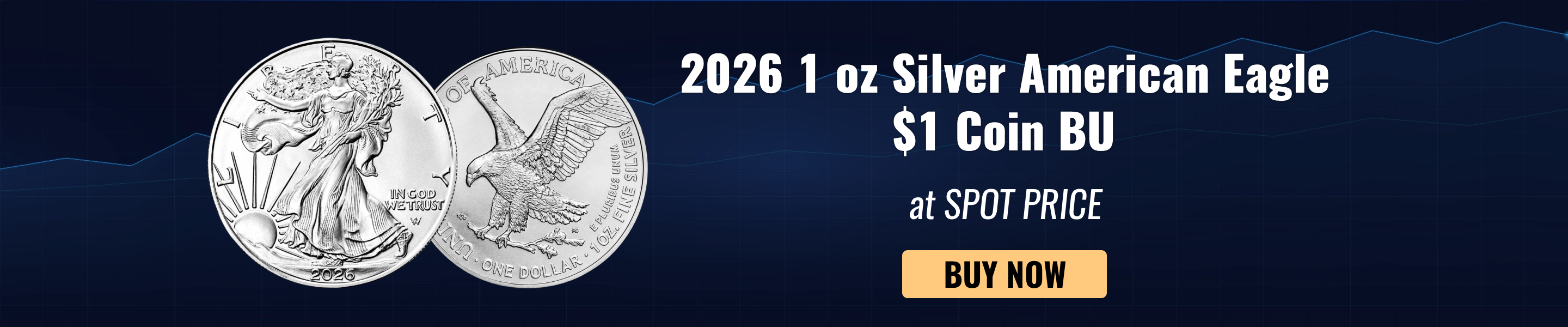 2026 1 oz Silver American Eagle $1 Coin BU at spot price