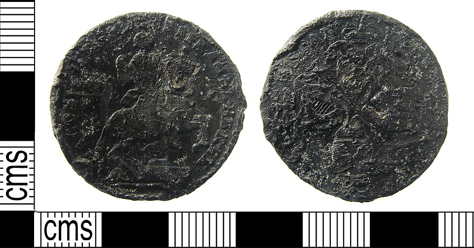 1688 American Plantation Tokens obverse and reverse showing full design details