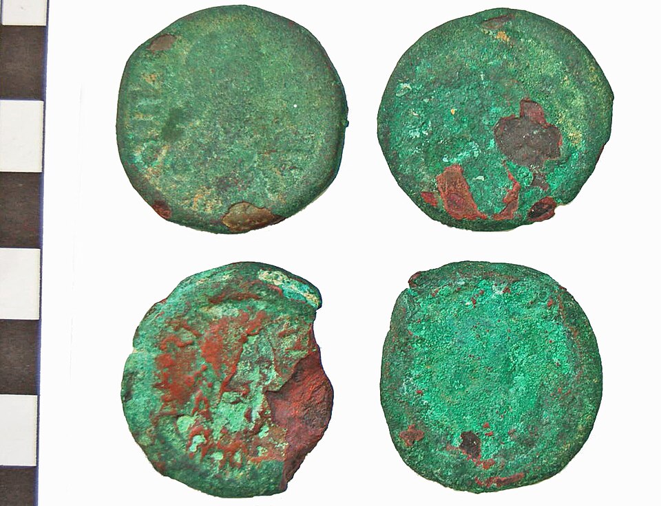 Close-up detail of 1785 Bar Copper Cent design elements and engraving quality