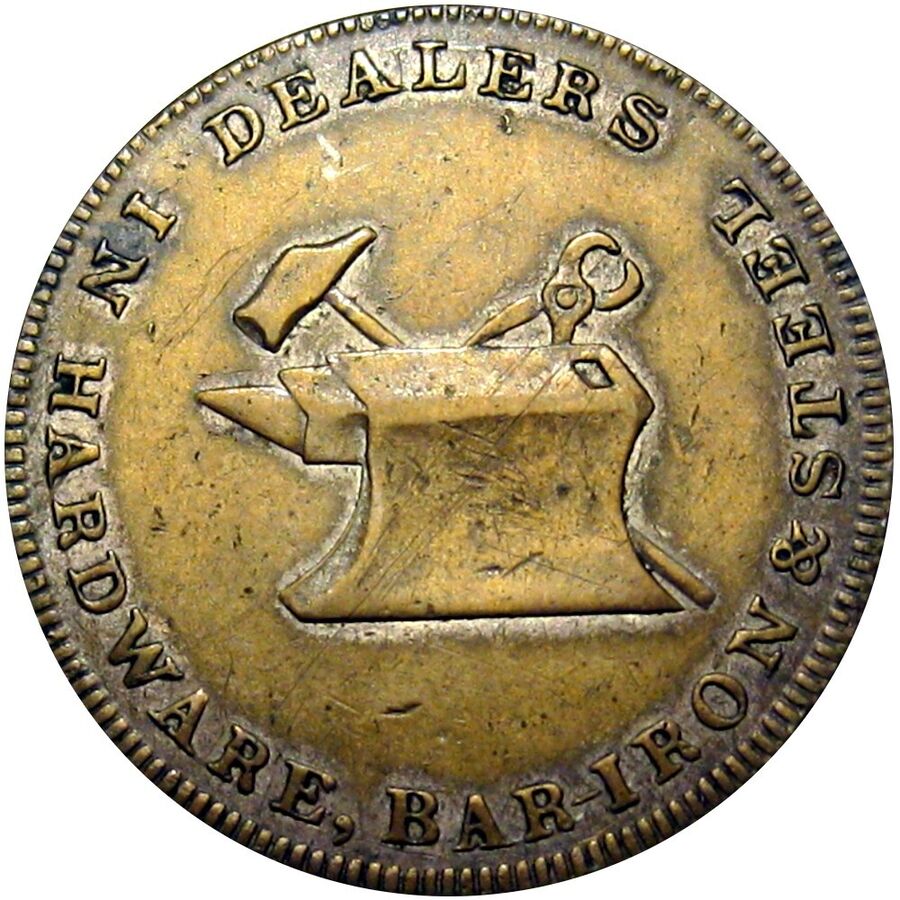 Close-up detail of 1794 Franklin Press Token design elements and engraving quality