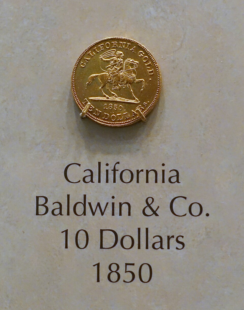 1850 Baldwin & Co. Gold Coins obverse and reverse showing full design details
