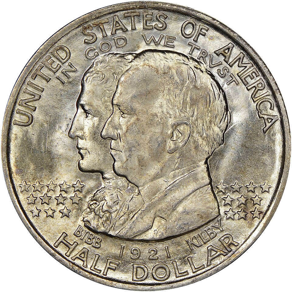 1921 Alabama Centennial Half Dollar obverse and reverse showing full design details