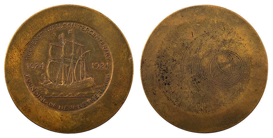 1924 Huguenot-Walloon Tercentenary Half Dollar obverse and reverse showing full design details
