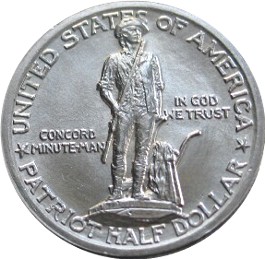 1925 Lexington-Concord Sesquicentennial Half Dollar obverse and reverse showing full design details