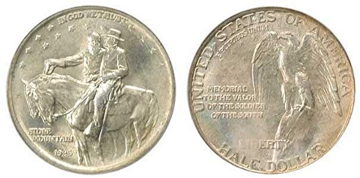 1925 Stone Mountain Memorial Half Dollar obverse and reverse showing full design details