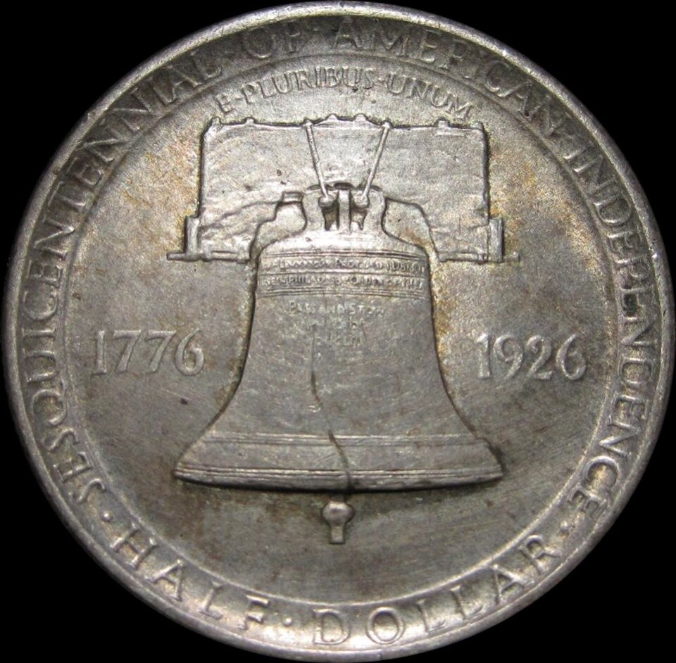 Close-up detail of 1926 United States Sesquicentennial Coinage design elements and engraving quality