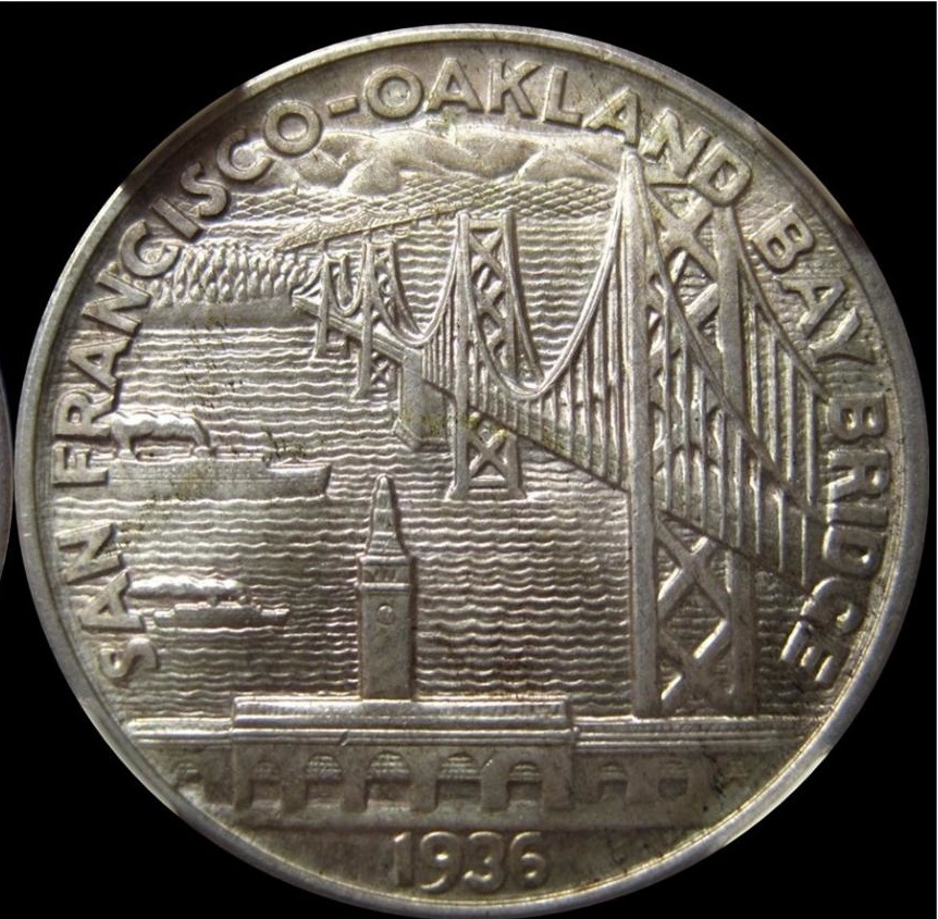 Collection of 1936 San Francisco–Oakland Bay Bridge Half Dollar coins in various grades and dates