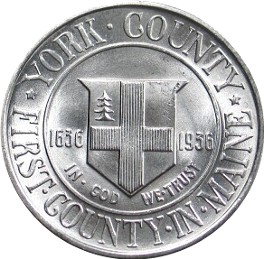 1936 York County, Maine Tercentenary Half Dollar obverse and reverse showing full design details
