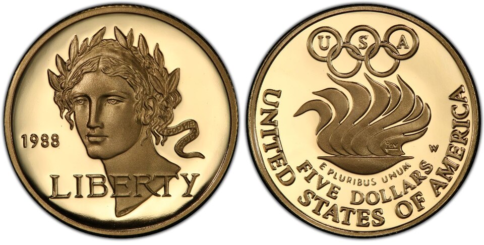 Close-up detail of 1988 Seoul Olympic Games Commemorative Coins design elements and engraving quality