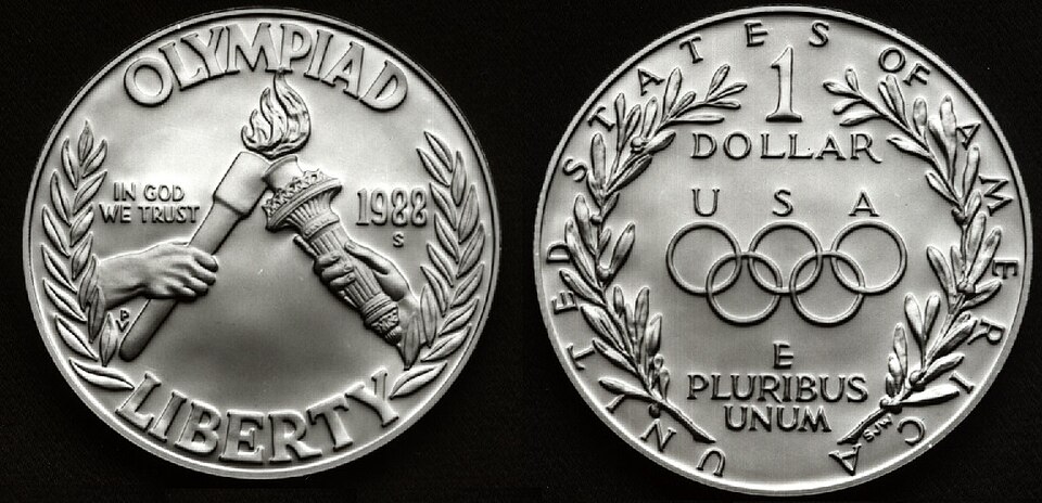 1988 Seoul Olympic Games Commemorative Coins obverse and reverse showing full design details