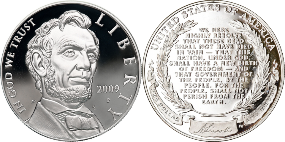 Collection of 2009 Abraham Lincoln Commemorative Silver Dollar coins in various grades and dates