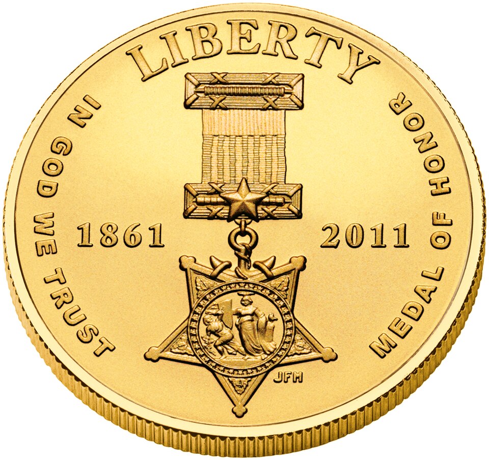 Close-up detail of 2011 Medal of Honor Commemorative Coin Program design elements and engraving quality