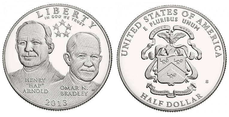 Close-up detail of 2013 5-Star Generals Commemorative Coin Program design elements and engraving quality