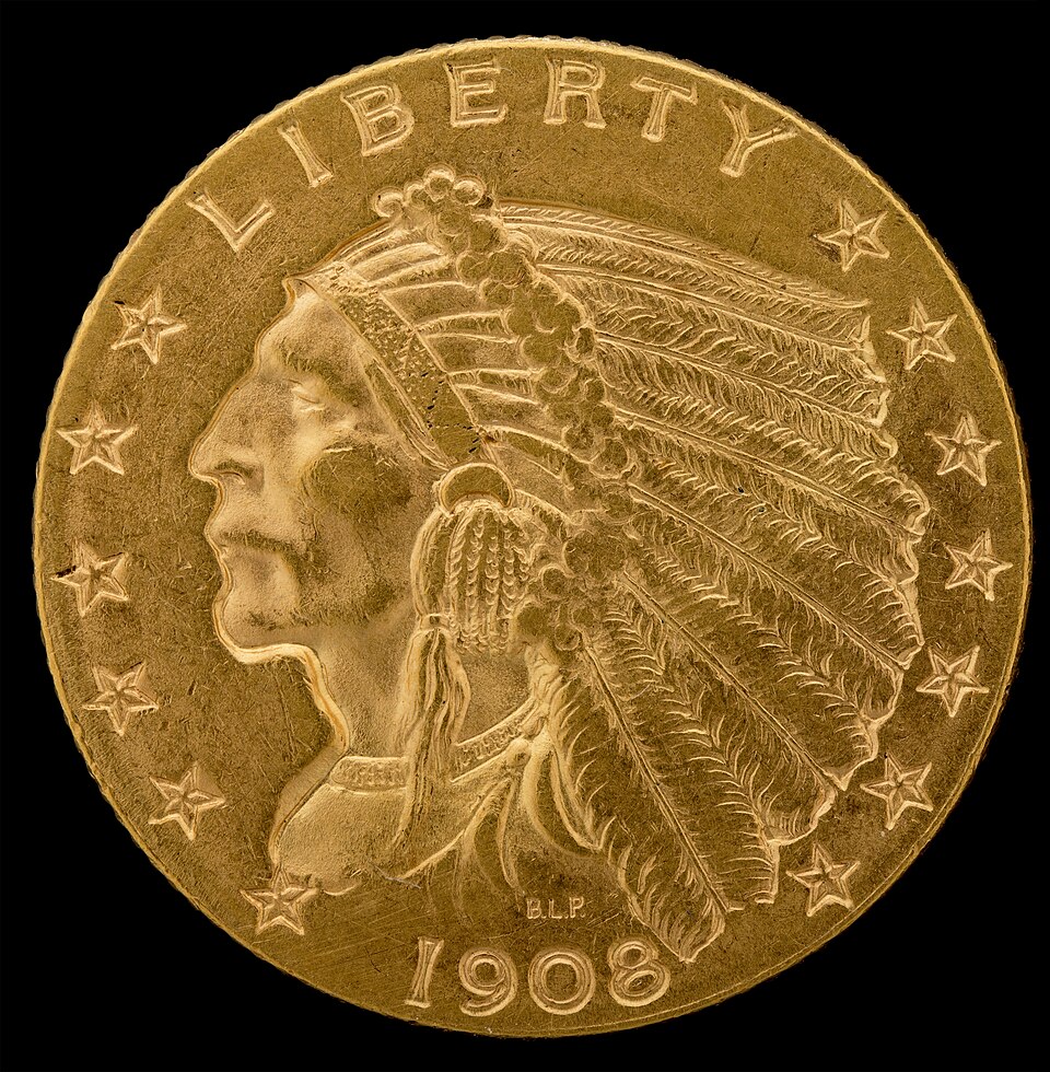 Collection of $2.50 Gold Indian Head – 1908 – 1929 coins in various grades and dates