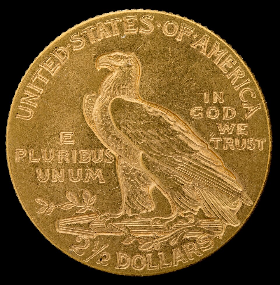 $2.50 Gold Indian Head – 1908 – 1929 obverse and reverse showing full design details